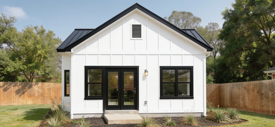 Detached ADU construction project in Dallas Texas backyard property